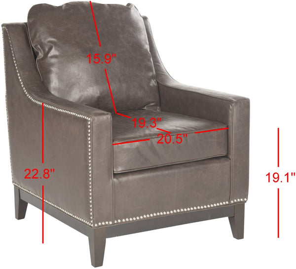 Safavieh Colton Club Chair - Transitional Antique Brown Pu Leather Accent Chair With Plush Comfort & Elegance MCR4570C