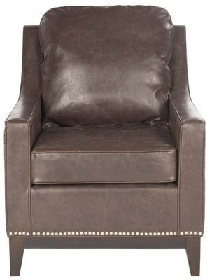 Safavieh Colton Club Chair - Transitional Antique Brown Pu Leather Accent Chair With Plush Comfort & Elegance MCR4570C