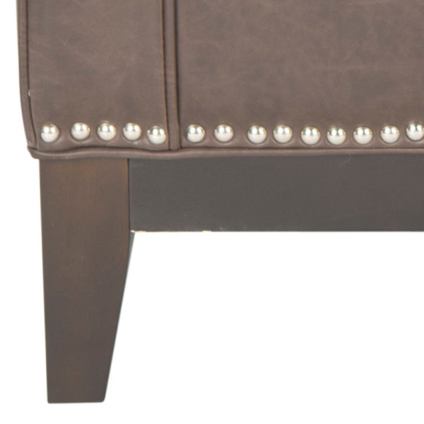 Safavieh Colton Club Chair - Transitional Antique Brown Pu Leather Accent Chair With Plush Comfort & Elegance MCR4570C