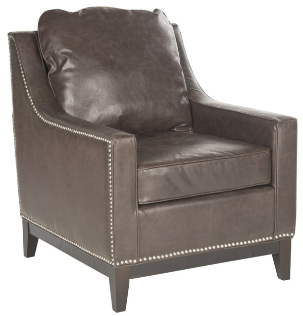 Safavieh Colton Club Chair - Transitional Antique Brown Pu Leather Accent Chair With Plush Comfort & Elegance MCR4570C