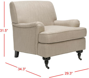 Safavieh Chloe Club Chair - Luxurious Antique Gold Viscose Accent Chair With Birchwood Legs & Casters MCR4571D