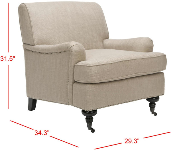 Safavieh Chloe Club Chair - Luxurious Antique Gold Viscose Accent Chair With Birchwood Legs & Casters MCR4571D