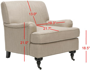 Safavieh Chloe Club Chair - Luxurious Antique Gold Viscose Accent Chair With Birchwood Legs & Casters MCR4571D