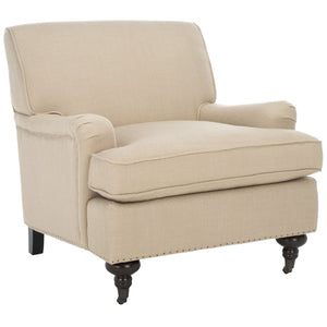 Safavieh Chloe Club Chair - Luxurious Antique Gold Viscose Accent Chair With Birchwood Legs & Casters MCR4571D