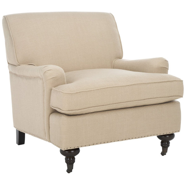Safavieh Chloe Club Chair - Luxurious Antique Gold Viscose Accent Chair With Birchwood Legs & Casters MCR4571D