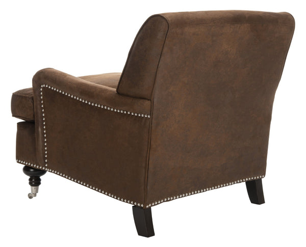 Safavieh Chloe Club Chair - Elegant Upholstered Accent With Birchwood Legs And Casters For Versatile Living Spaces Brown MCR4571G