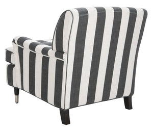 Safavieh Chloe Club Chair - Elegant Upholstered Accent With Birchwood Legs And Casters For Versatile Living Spaces Black / White MCR4571H