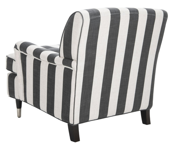 Safavieh Chloe Club Chair - Elegant Upholstered Accent With Birchwood Legs And Casters For Versatile Living Spaces Black / White MCR4571H