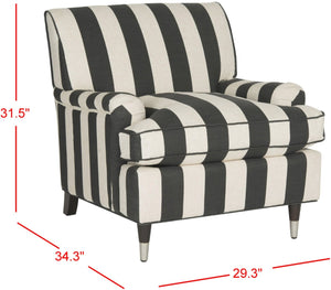 Safavieh Chloe Club Chair - Elegant Upholstered Accent With Birchwood Legs And Casters For Versatile Living Spaces Black / White MCR4571H