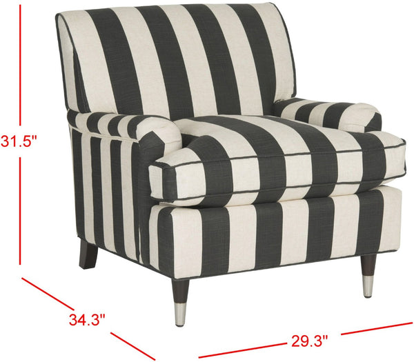 Safavieh Chloe Club Chair - Elegant Upholstered Accent With Birchwood Legs And Casters For Versatile Living Spaces Black / White MCR4571H