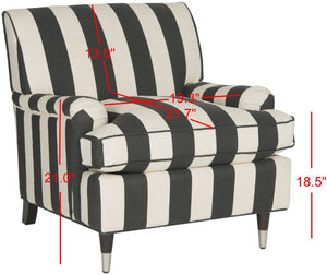 Safavieh Chloe Club Chair - Elegant Upholstered Accent With Birchwood Legs And Casters For Versatile Living Spaces Black / White MCR4571H