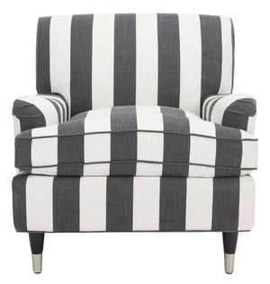 Safavieh Chloe Club Chair - Elegant Upholstered Accent With Birchwood Legs And Casters For Versatile Living Spaces Black / White MCR4571H