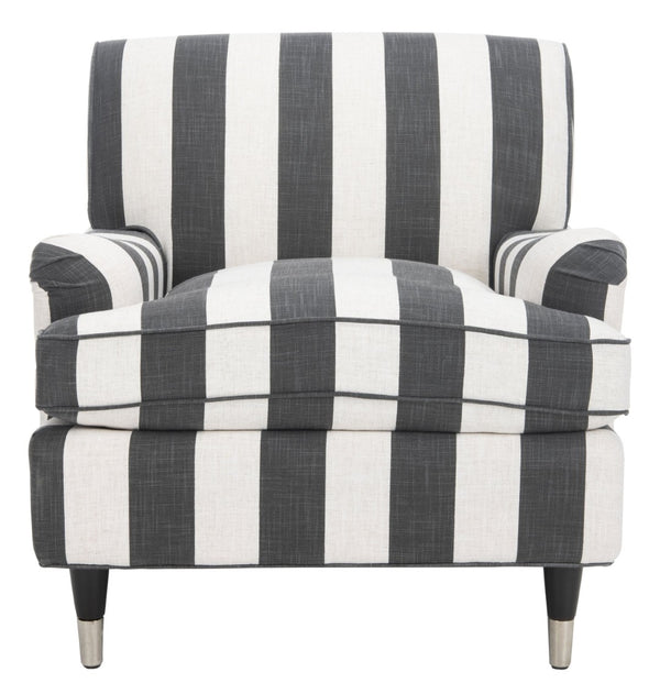 Safavieh Chloe Club Chair - Elegant Upholstered Accent With Birchwood Legs And Casters For Versatile Living Spaces Black / White MCR4571H