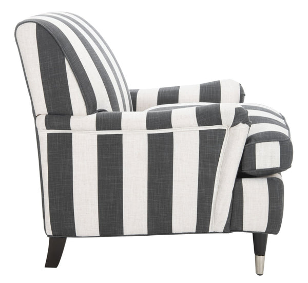 Safavieh Chloe Club Chair - Elegant Upholstered Accent With Birchwood Legs And Casters For Versatile Living Spaces Black / White MCR4571H