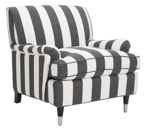 Safavieh Chloe Club Chair - Elegant Upholstered Accent With Birchwood Legs And Casters For Versatile Living Spaces Black / White MCR4571H