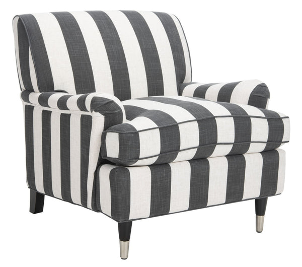 Safavieh Chloe Club Chair - Elegant Upholstered Accent With Birchwood Legs And Casters For Versatile Living Spaces Black / White MCR4571H