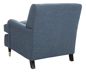Safavieh Chloe Club Chair - Elegant Upholstered Accent With Birchwood Legs And Casters For Versatile Living Spaces Navy MCR4571J