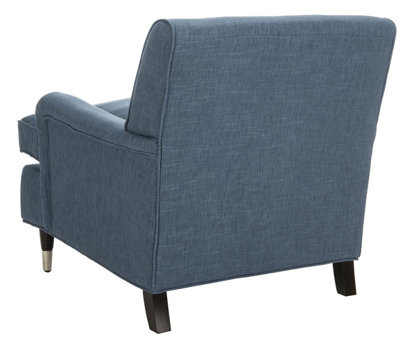 Safavieh Chloe Club Chair - Elegant Upholstered Accent With Birchwood Legs And Casters For Versatile Living Spaces Navy MCR4571J