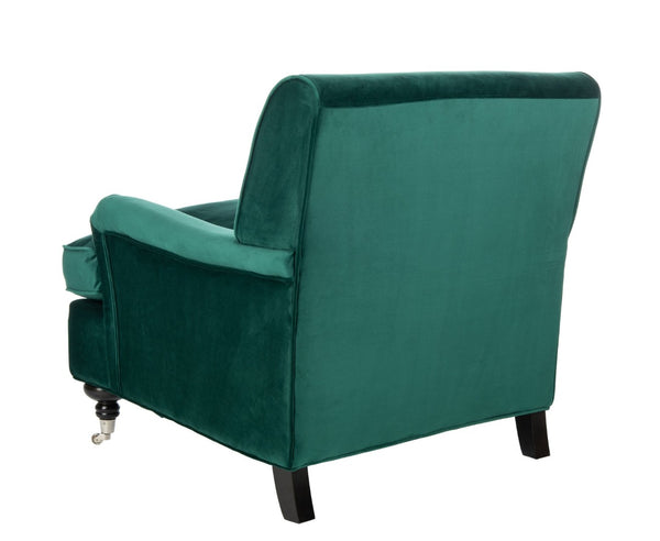 Safavieh Chloe Club Chair - Elegant Upholstered Accent With Birchwood Legs And Casters For Versatile Living Spaces Emerald MCR4571P