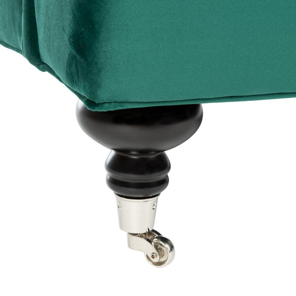 Safavieh Chloe Club Chair - Elegant Upholstered Accent With Birchwood Legs And Casters For Versatile Living Spaces Emerald MCR4571P