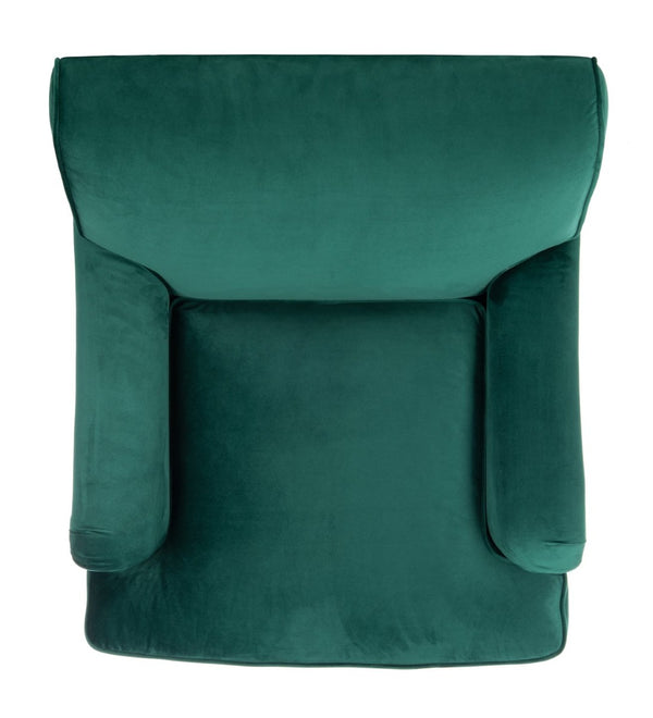 Safavieh Chloe Club Chair - Elegant Upholstered Accent With Birchwood Legs And Casters For Versatile Living Spaces Emerald MCR4571P
