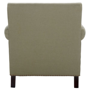 Safavieh Easton Club Chair - Elegant Linen Upholstery With Brass Nailheads For Timeless Comfort And Style Seamist MCR4572A