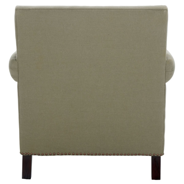 Safavieh Easton Club Chair - Elegant Linen Upholstery With Brass Nailheads For Timeless Comfort And Style Seamist MCR4572A