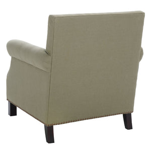 Safavieh Easton Club Chair - Elegant Linen Upholstery With Brass Nailheads For Timeless Comfort And Style Seamist MCR4572A