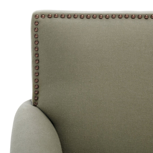 Safavieh Easton Club Chair - Elegant Linen Upholstery With Brass Nailheads For Timeless Comfort And Style Seamist MCR4572A