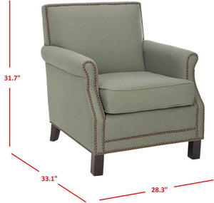 Safavieh Easton Club Chair - Elegant Linen Upholstery With Brass Nailheads For Timeless Comfort And Style Seamist MCR4572A