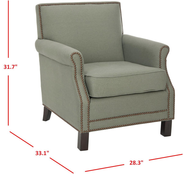 Safavieh Easton Club Chair - Elegant Linen Upholstery With Brass Nailheads For Timeless Comfort And Style Seamist MCR4572A