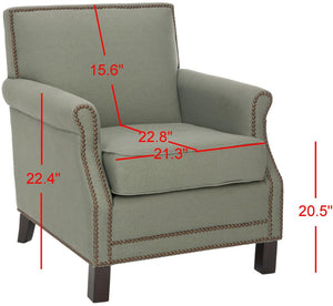 Safavieh Easton Club Chair - Elegant Linen Upholstery With Brass Nailheads For Timeless Comfort And Style Seamist MCR4572A