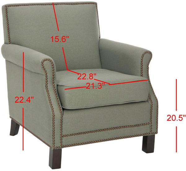 Safavieh Easton Club Chair - Elegant Linen Upholstery With Brass Nailheads For Timeless Comfort And Style Seamist MCR4572A