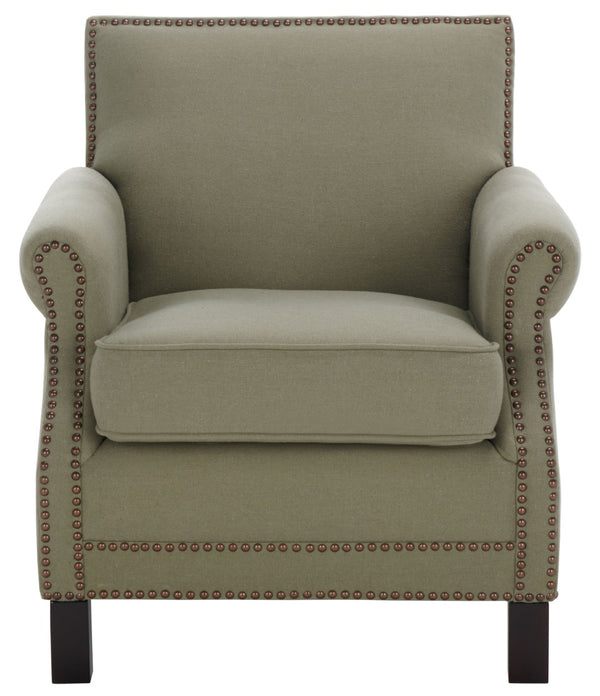 Safavieh Easton Club Chair - Elegant Linen Upholstery With Brass Nailheads For Timeless Comfort And Style Seamist MCR4572A
