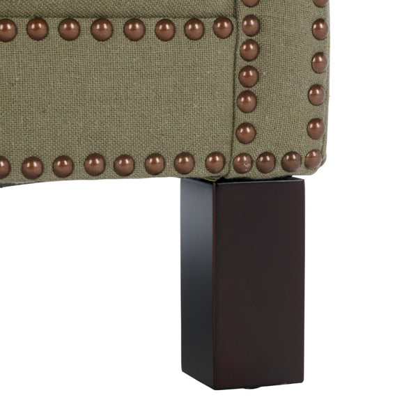 Safavieh Easton Club Chair - Elegant Linen Upholstery With Brass Nailheads For Timeless Comfort And Style Seamist MCR4572A