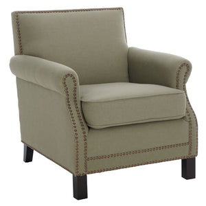 Safavieh Easton Club Chair - Elegant Linen Upholstery With Brass Nailheads For Timeless Comfort And Style Seamist MCR4572A
