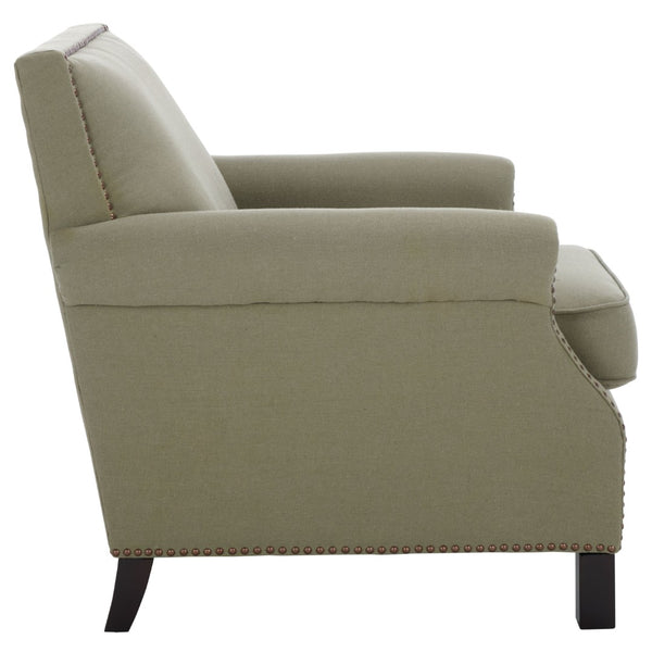 Safavieh Easton Club Chair - Elegant Linen Upholstery With Brass Nailheads For Timeless Comfort And Style Seamist MCR4572A