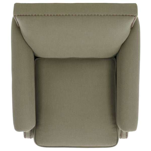 Safavieh Easton Club Chair - Elegant Linen Upholstery With Brass Nailheads For Timeless Comfort And Style Seamist MCR4572A