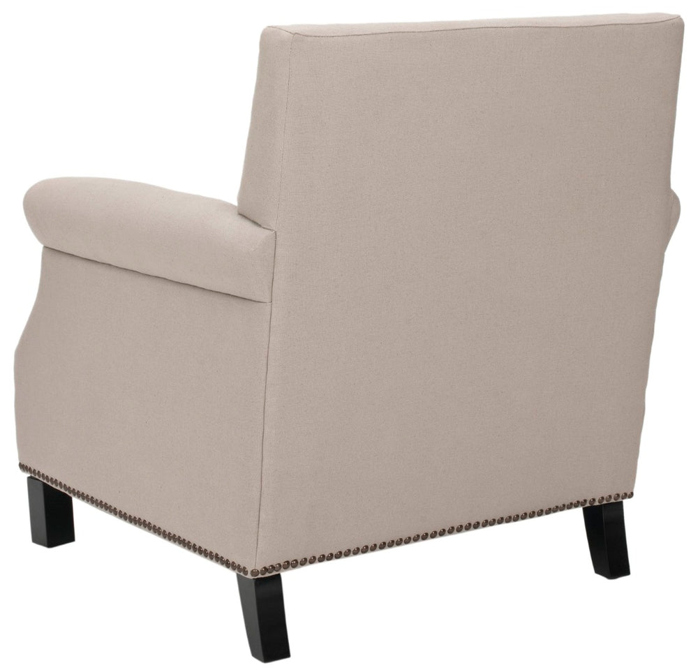 Safavieh Easton Club Chair - Elegant Linen Upholstery With Brass Nailheads For Timeless Comfort And Style Taupe MCR4572B