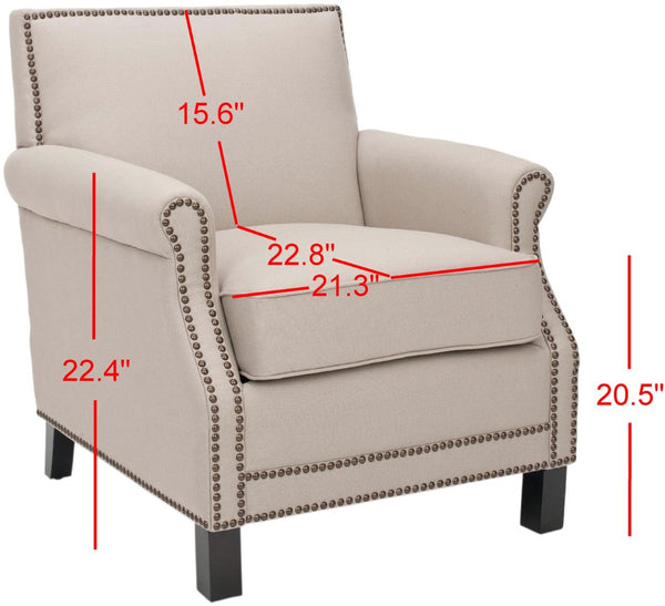 Safavieh Easton Club Chair - Elegant Linen Upholstery With Brass Nailheads For Timeless Comfort And Style Taupe MCR4572B