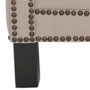 Safavieh Easton Club Chair - Elegant Linen Upholstery With Brass Nailheads For Timeless Comfort And Style Taupe MCR4572B