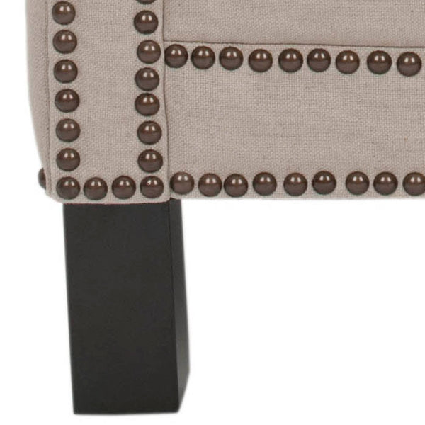 Safavieh Easton Club Chair - Elegant Linen Upholstery With Brass Nailheads For Timeless Comfort And Style Taupe MCR4572B