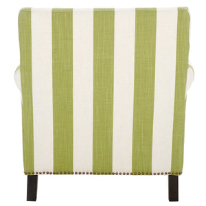 Safavieh Easton Club Chair - Elegant Linen Upholstery With Brass Nailheads For Timeless Comfort And Style Green / White MCR4572C