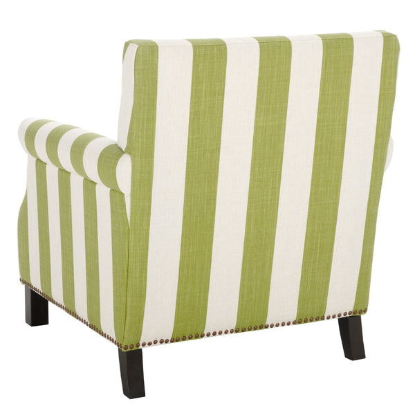 Safavieh Easton Club Chair - Elegant Linen Upholstery With Brass Nailheads For Timeless Comfort And Style Green / White MCR4572C