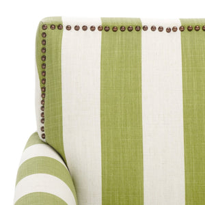 Safavieh Easton Club Chair - Elegant Linen Upholstery With Brass Nailheads For Timeless Comfort And Style Green / White MCR4572C