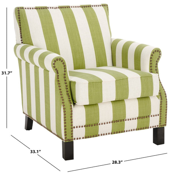 Safavieh Easton Club Chair - Elegant Linen Upholstery With Brass Nailheads For Timeless Comfort And Style Green / White MCR4572C