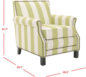 Safavieh Easton Club Chair - Elegant Linen Upholstery With Brass Nailheads For Timeless Comfort And Style Green / White MCR4572C