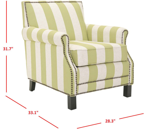 Safavieh Easton Club Chair - Elegant Linen Upholstery With Brass Nailheads For Timeless Comfort And Style Green / White MCR4572C
