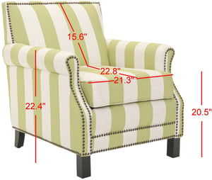 Safavieh Easton Club Chair - Elegant Linen Upholstery With Brass Nailheads For Timeless Comfort And Style Green / White MCR4572C
