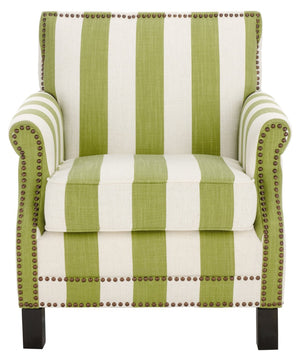 Safavieh Easton Club Chair - Elegant Linen Upholstery With Brass Nailheads For Timeless Comfort And Style Green / White MCR4572C